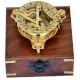 Brass Nautical Sundial Compass with Wooden Case